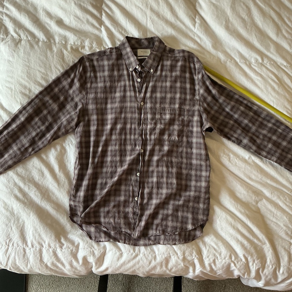 Billy Reid Casual Brown/purple/gray Checkered Shirt